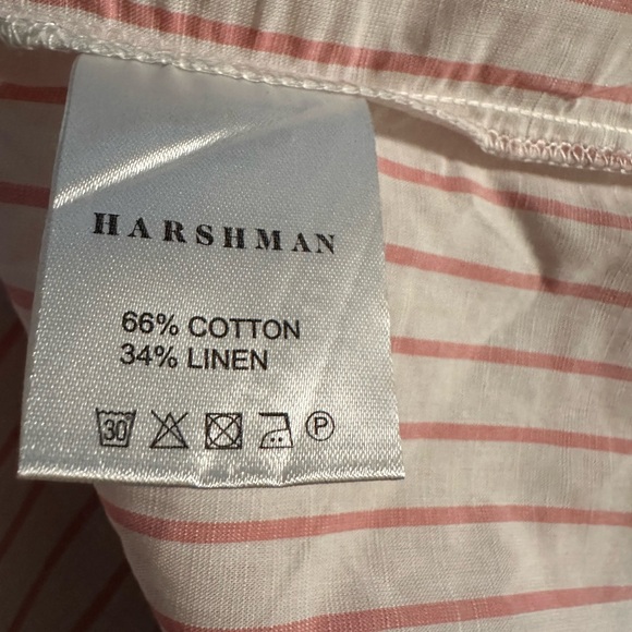 NWT HARSHMAN Alize Flutter Sleeve Top in White/Rose Pink Stripes. MSRP $225 - Picture 7 of 9